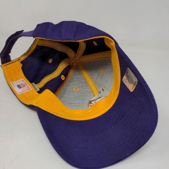 NFL Men's Strapback Hat Purple OSFA Minnesota Vikings Embroidered Logo Cotton - Picture 7 of 9